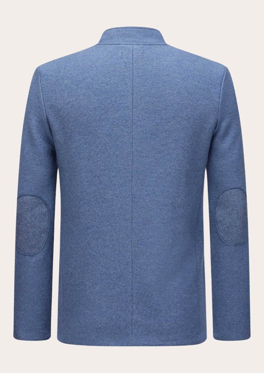 Men's blue jacket back with stand collar and side pockets