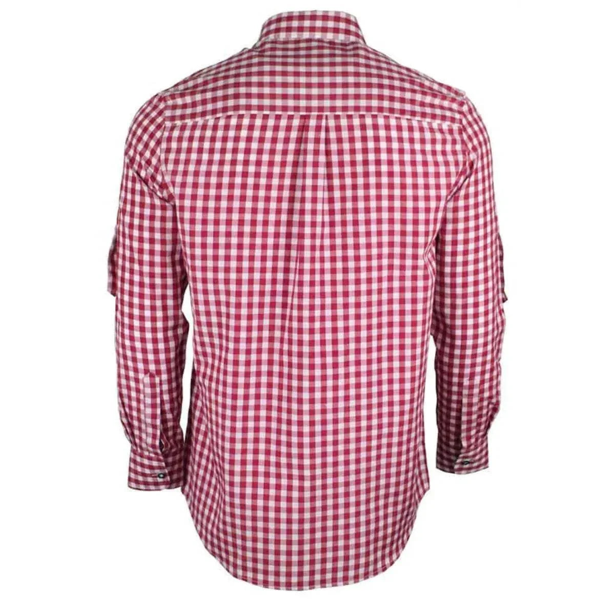 Men's classic traditional check shirt, back view, pointed collar, long sleeves