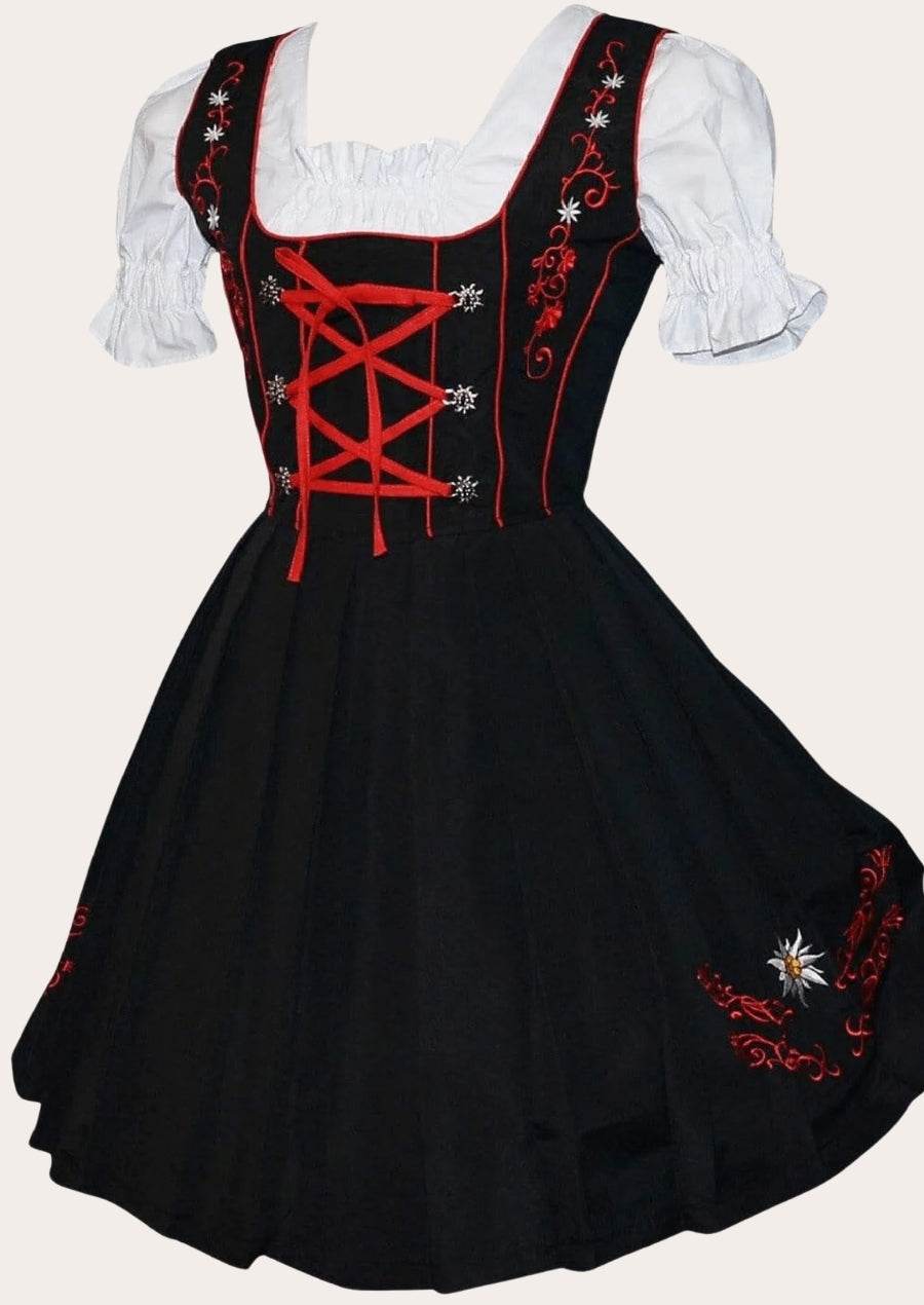 Trachtenkleid für Damen im traditionellen Stil mit Schürze und Bluse - Lederhose Herren
