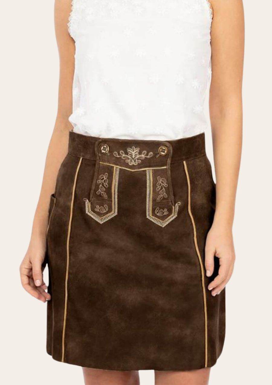 Oktoberfest Rock Damen aus Leder mit traditionellem Muster - Lederhose Herren