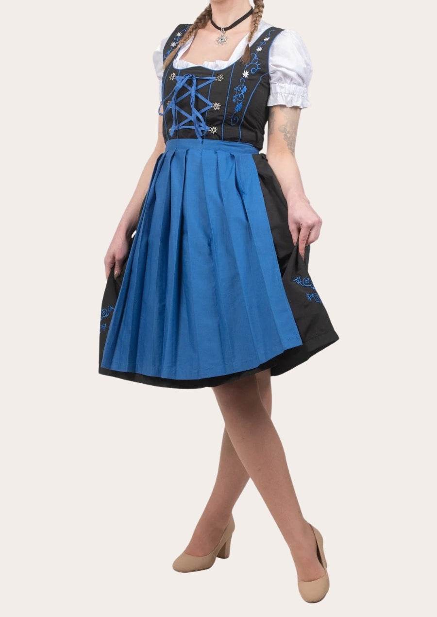 Elegantes Midi Dirndl mit Spitzenschürze für festliche Anlässe - Lederhose Herren