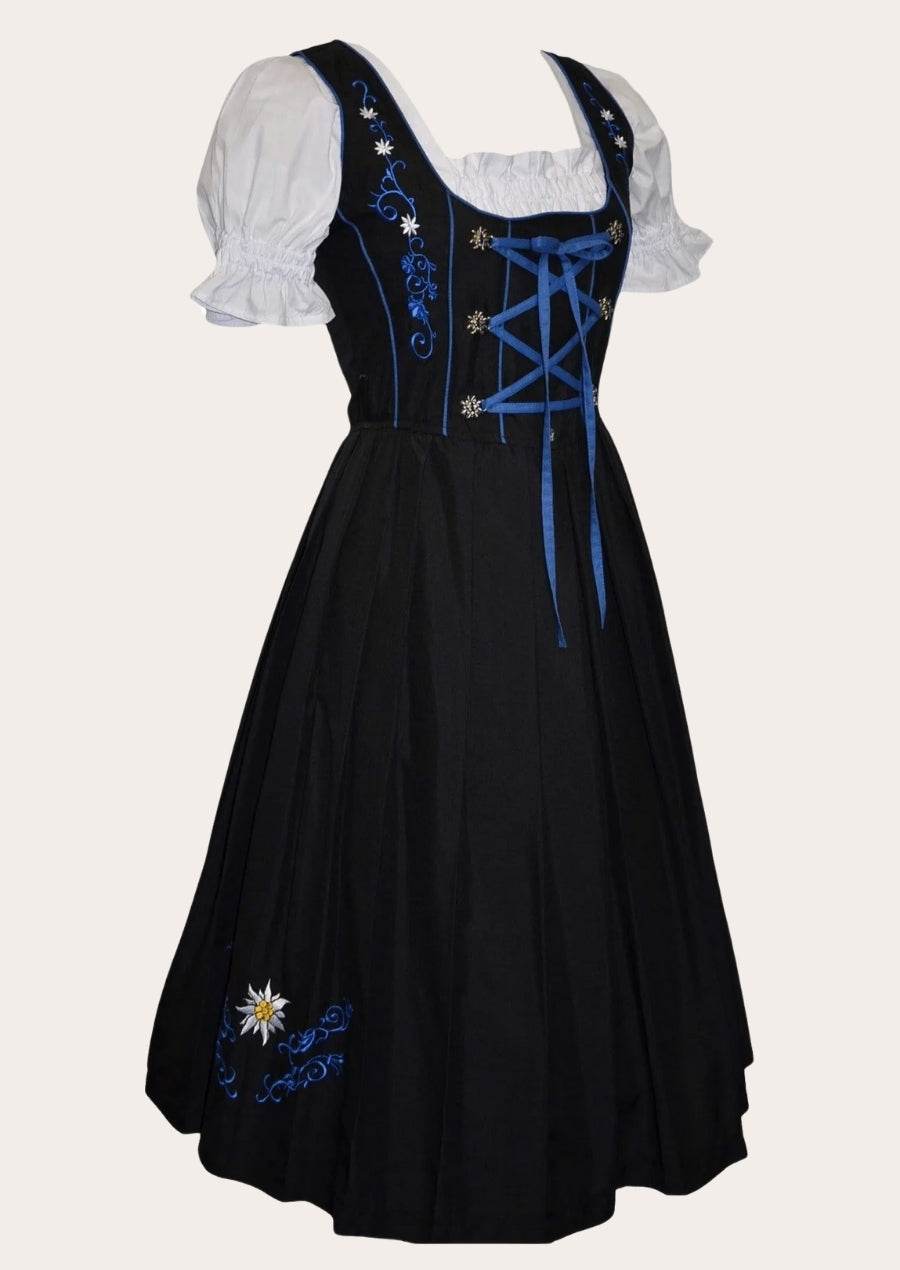Elegantes Midi Dirndl mit Spitzenschürze für festliche Anlässe - Lederhose Herren