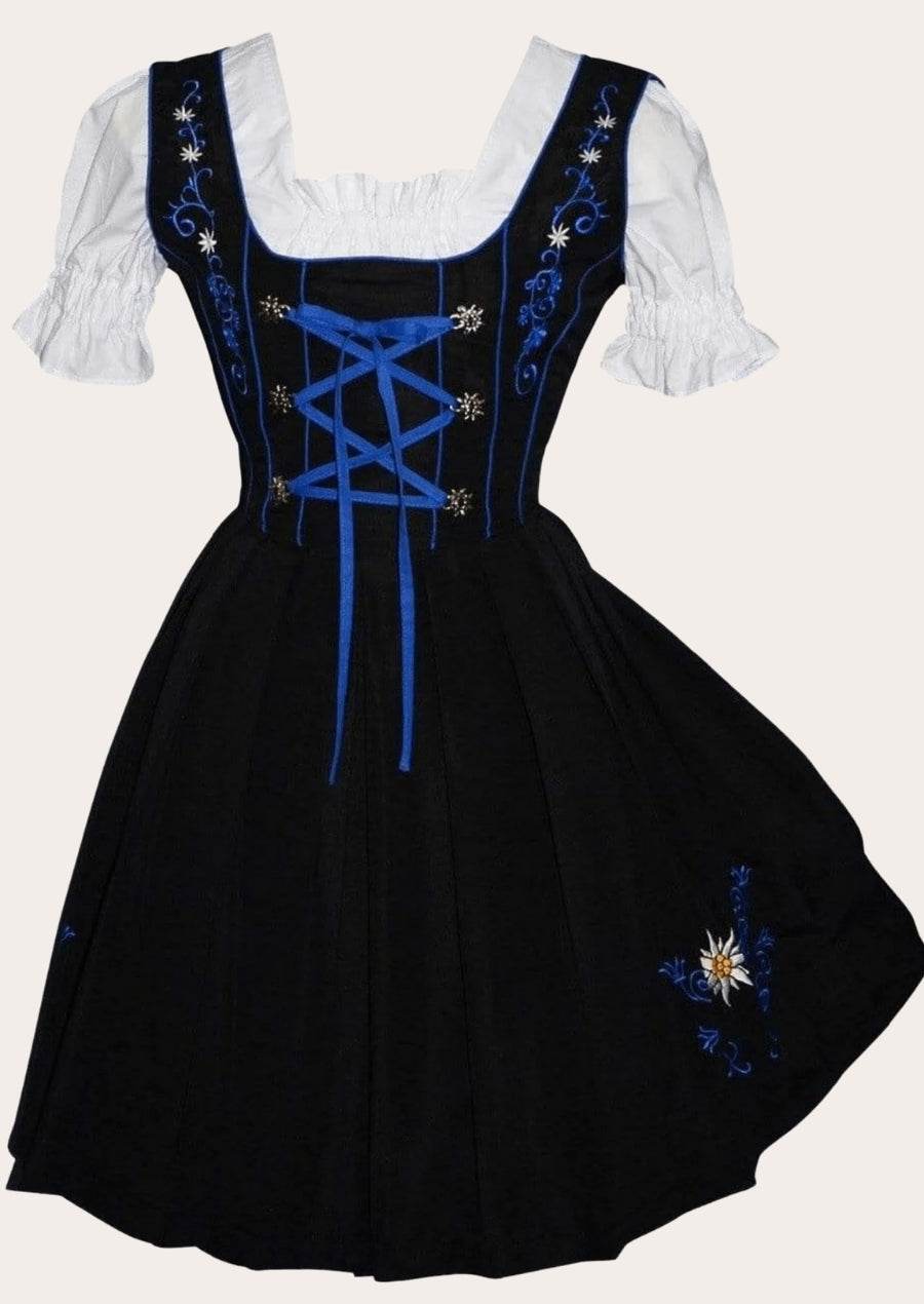 Elegantes Midi Dirndl mit Spitzenschürze für festliche Anlässe - Lederhose Herren
