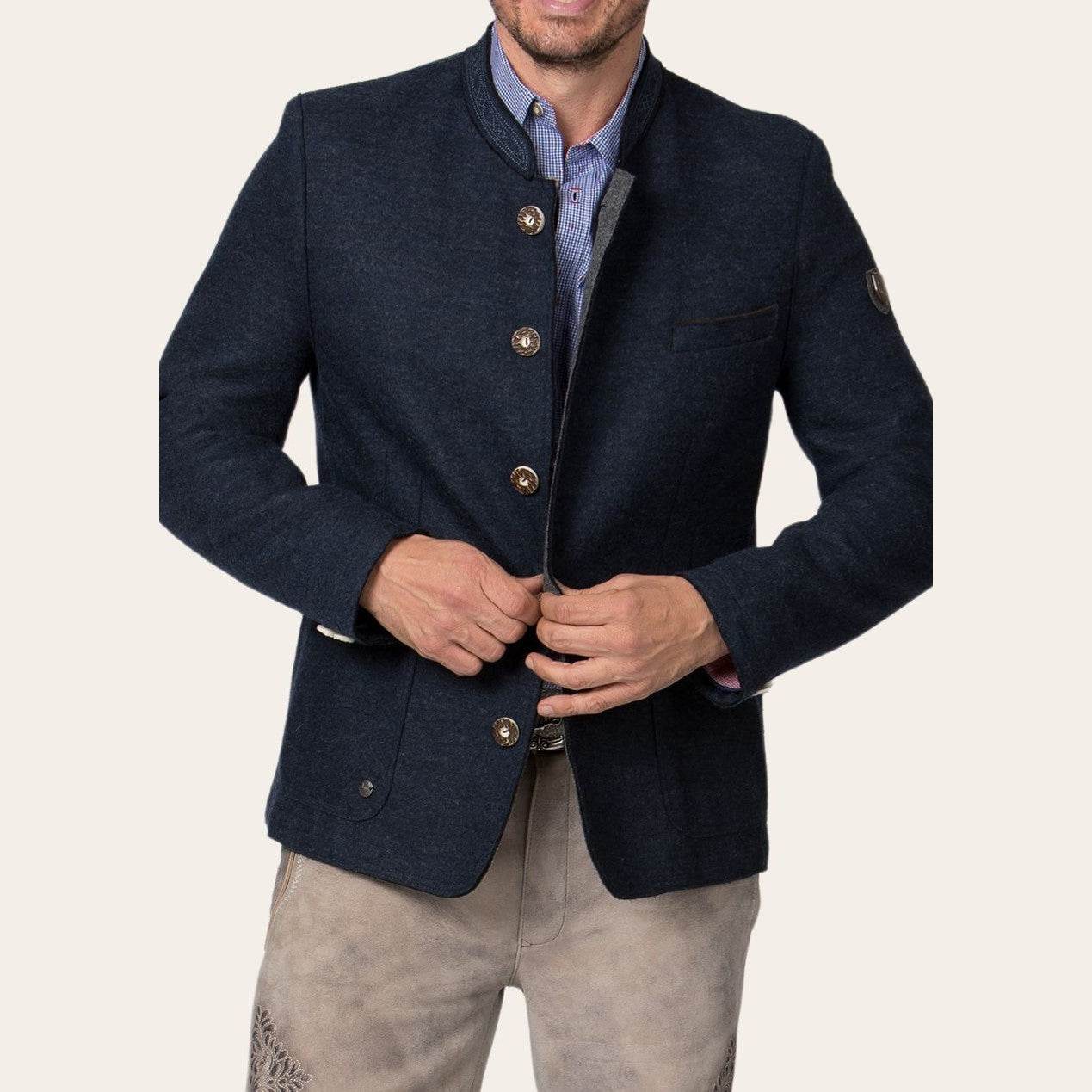 Herren Trachtenjanker mit Details im alpenländischen Design - Lederhose Herren