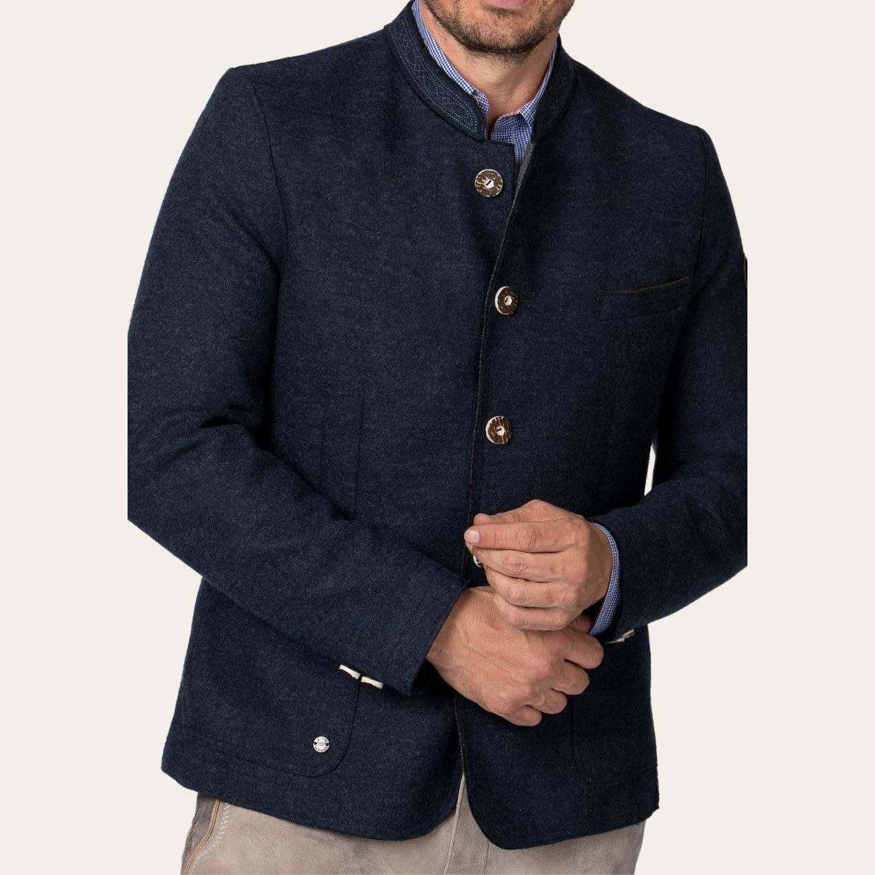 Herren Trachtenjanker mit Details im alpenländischen Design - Lederhose Herren