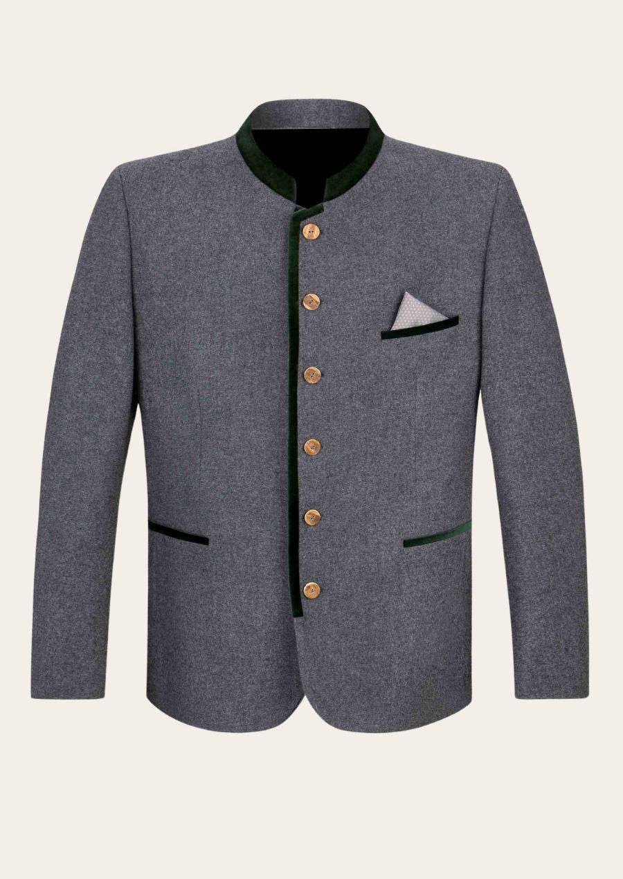 Männerjacke Trachtenstil mit feiner Struktur und Kontrastkragen - Lederhose Herren
