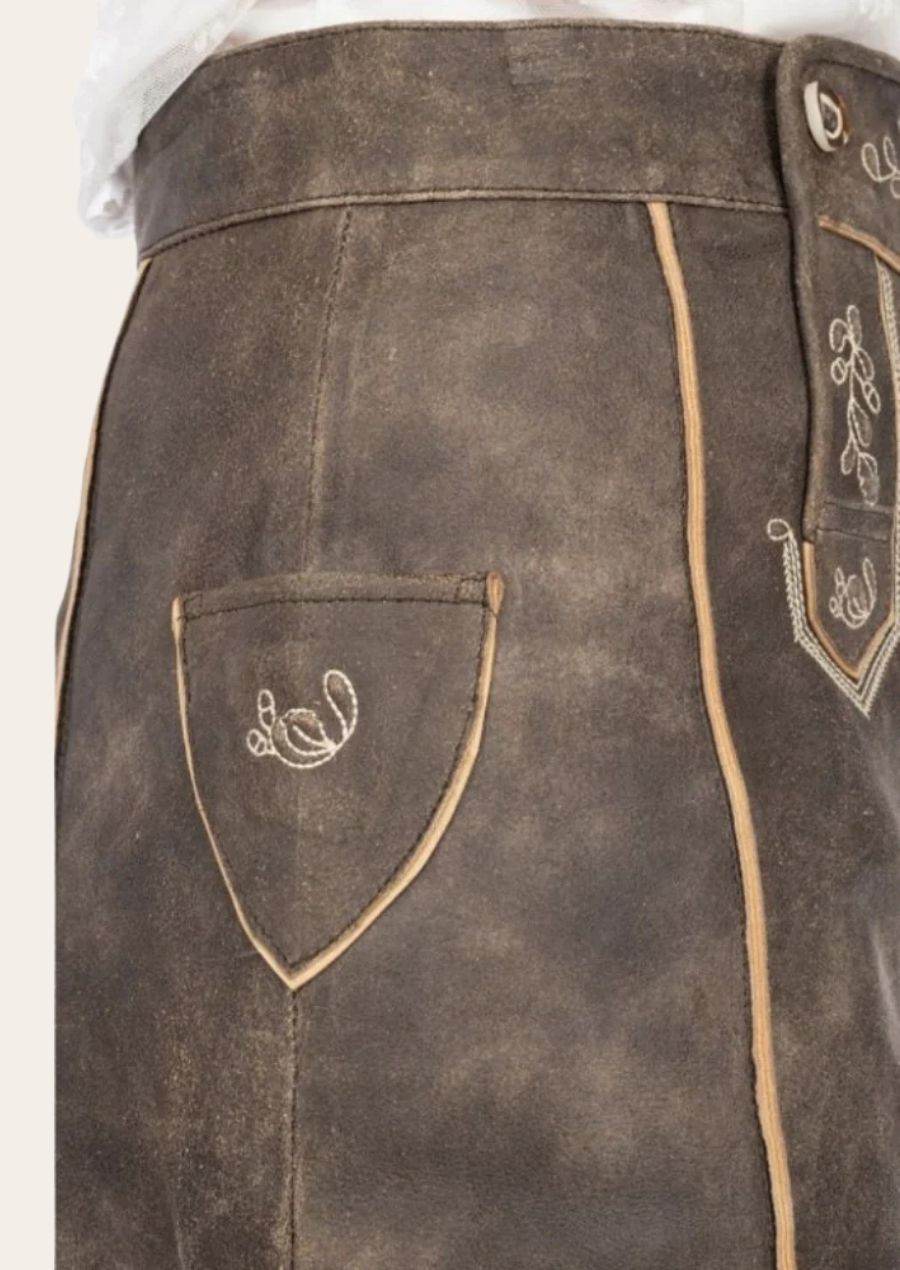 Lederhosenrock Damen mit Stickerei perfekt fürs Oktoberfest - Lederhose Herren
