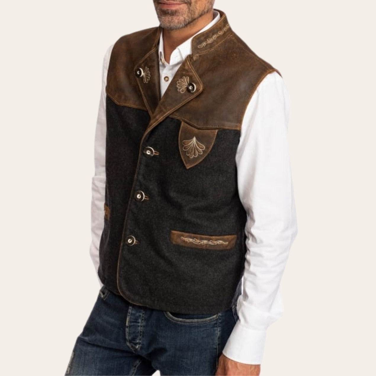 Hochwertige Weste für Trachtenoutfits mit traditioneller Knopfleiste - Lederhose Herren