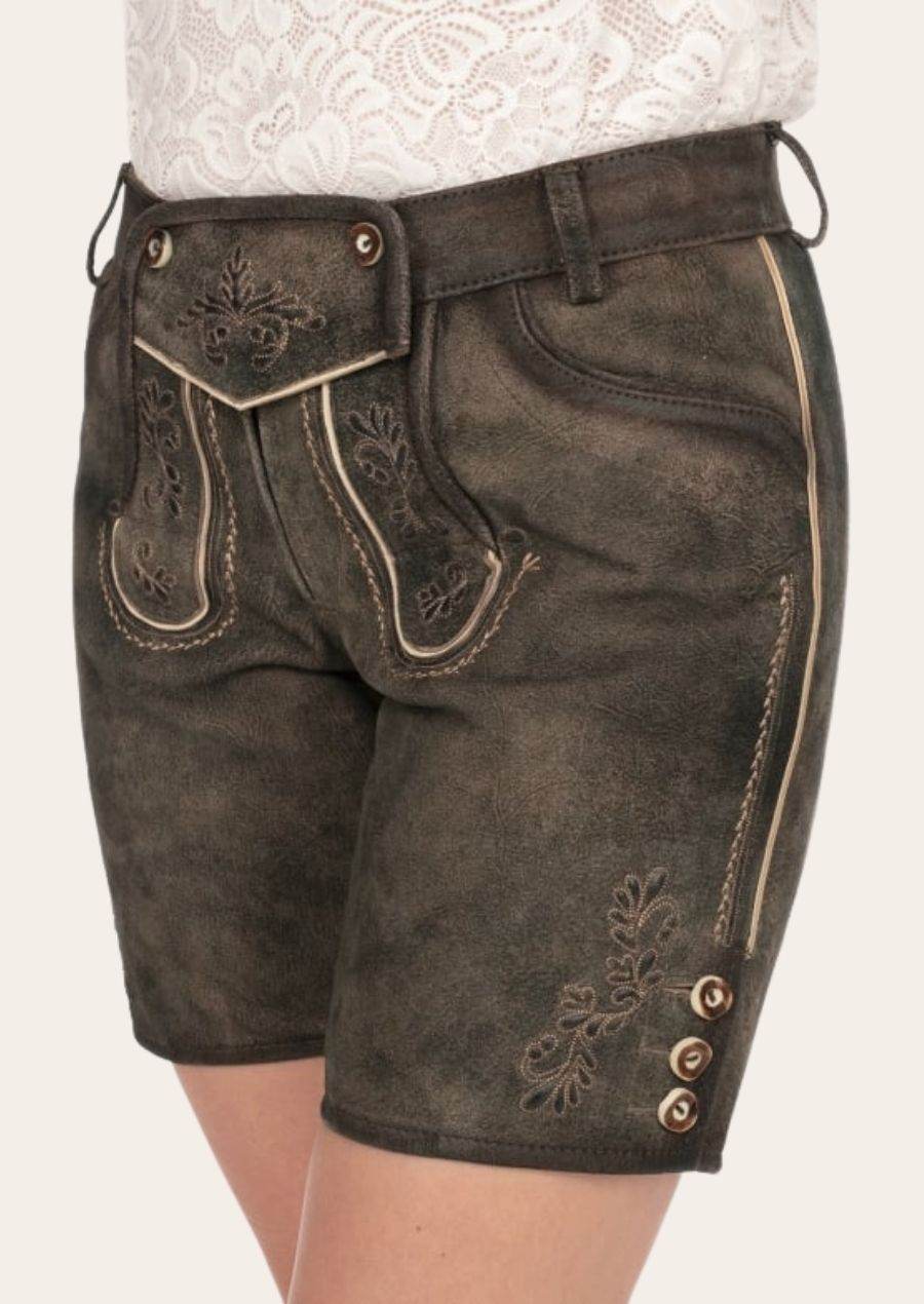 Lederhose Damen Oktoberfest mit klassischer Form - Lederhose Herren
