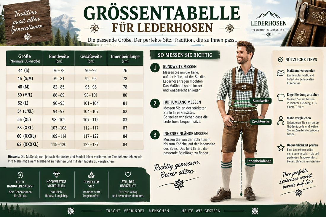 Größentabelle für Lederhosen