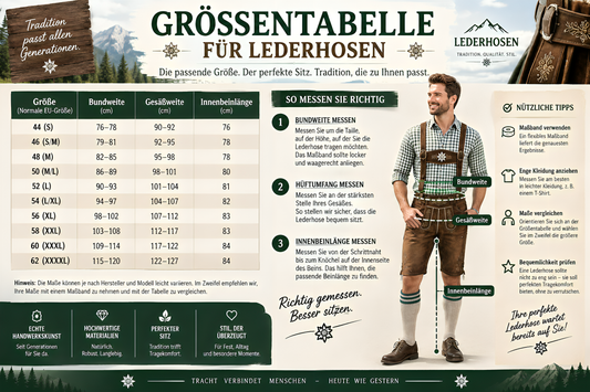 Größentabelle für Lederhosen