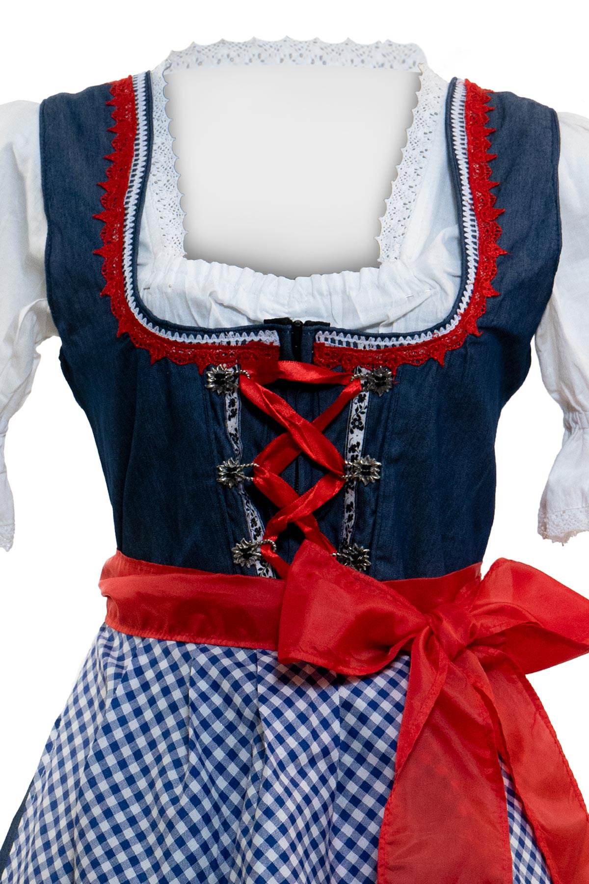 Dirndl mit Spitzenschürze für Damen in sanften Farben und Muster - Lederhose Herren