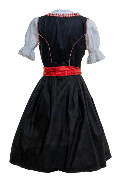Trachten Dirndl für Damen mit Blumendruck und Satinband vorne - Lederhose Herren