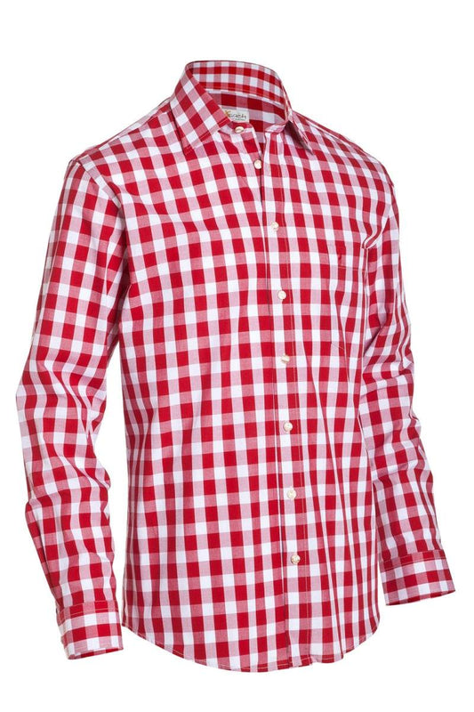 Bayerisches Rotkariertes Herrenhemd - Lederhose Herren