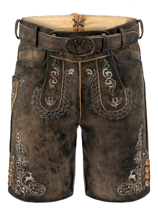 Kurze Trachtenlederhose mit Latz für Herren echt - Lederhose Herren