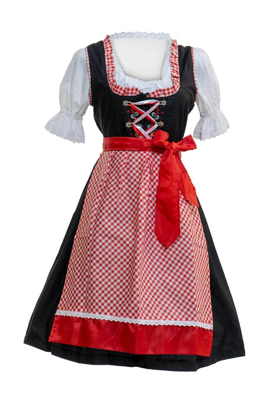 Trachten Dirndl für Damen mit Blumendruck und Satinband vorne - Lederhose Herren