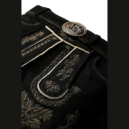 Bayerische Herren Lederhose kurz mit edlem Trägerdesign - Lederhose Herren
