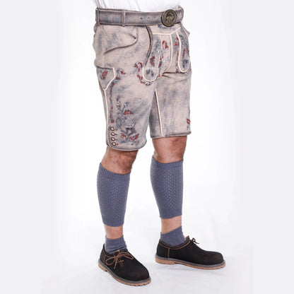 Herren Lederhose kurz mit Trägern für Wiesn und Fest - Lederhose Herren