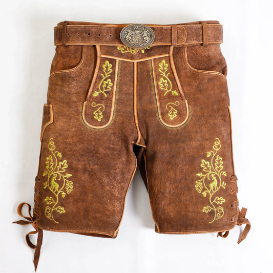 Bayerische Kurz Lederhose Herren mit Herz fürs Volksfest - Lederhose Herren