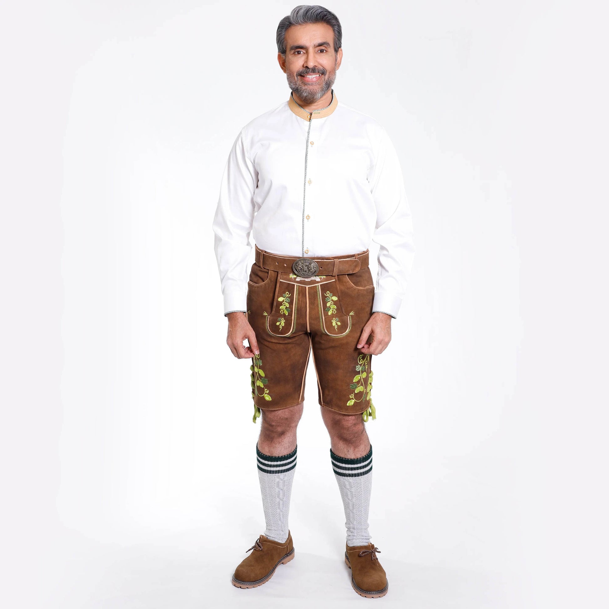 Klassische Kurz Lederhose Herren für bayerische Feste - Lederhose Herren