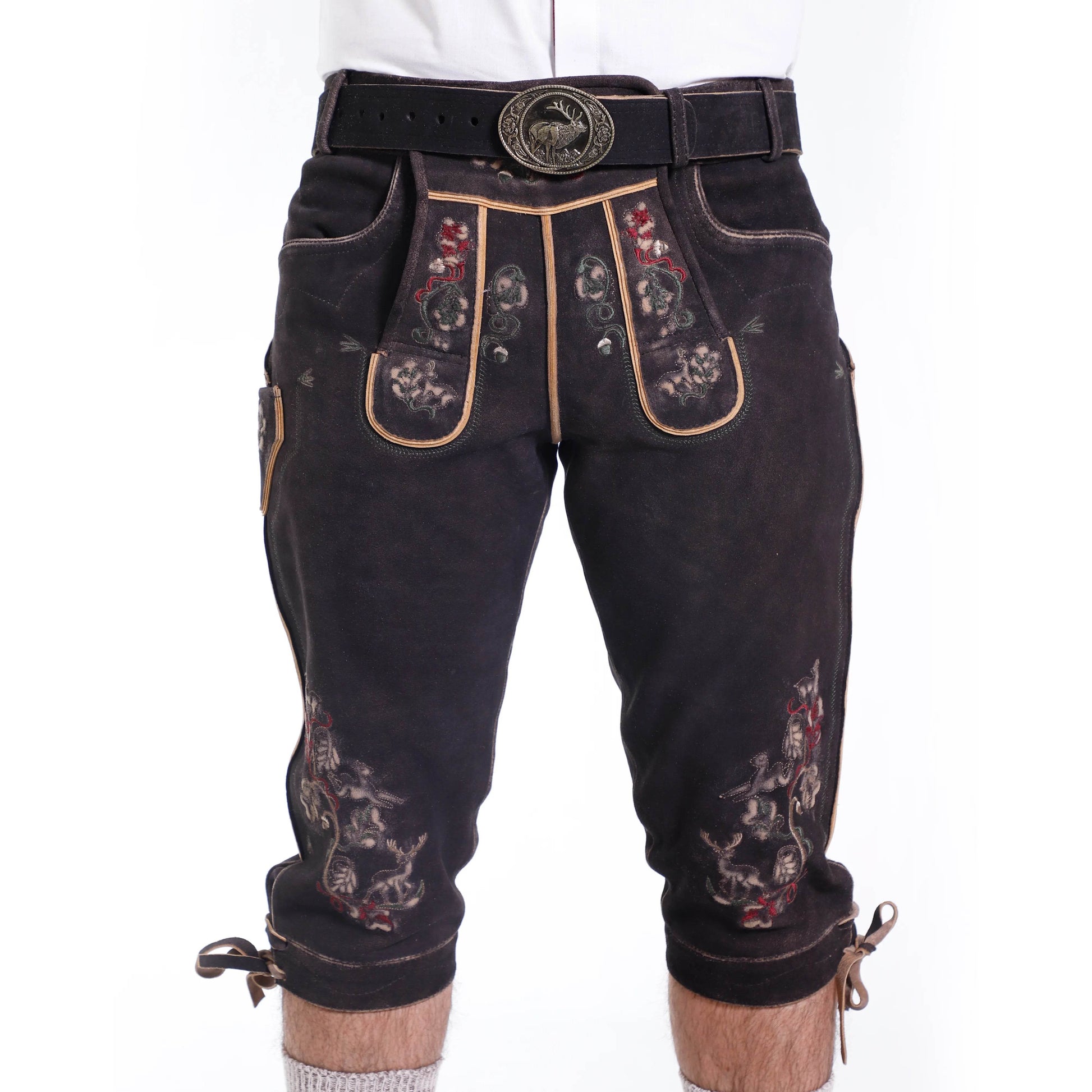 Robuste Trachtenbundhose Herren aus echtem Hirschleder - Lederhose Herren