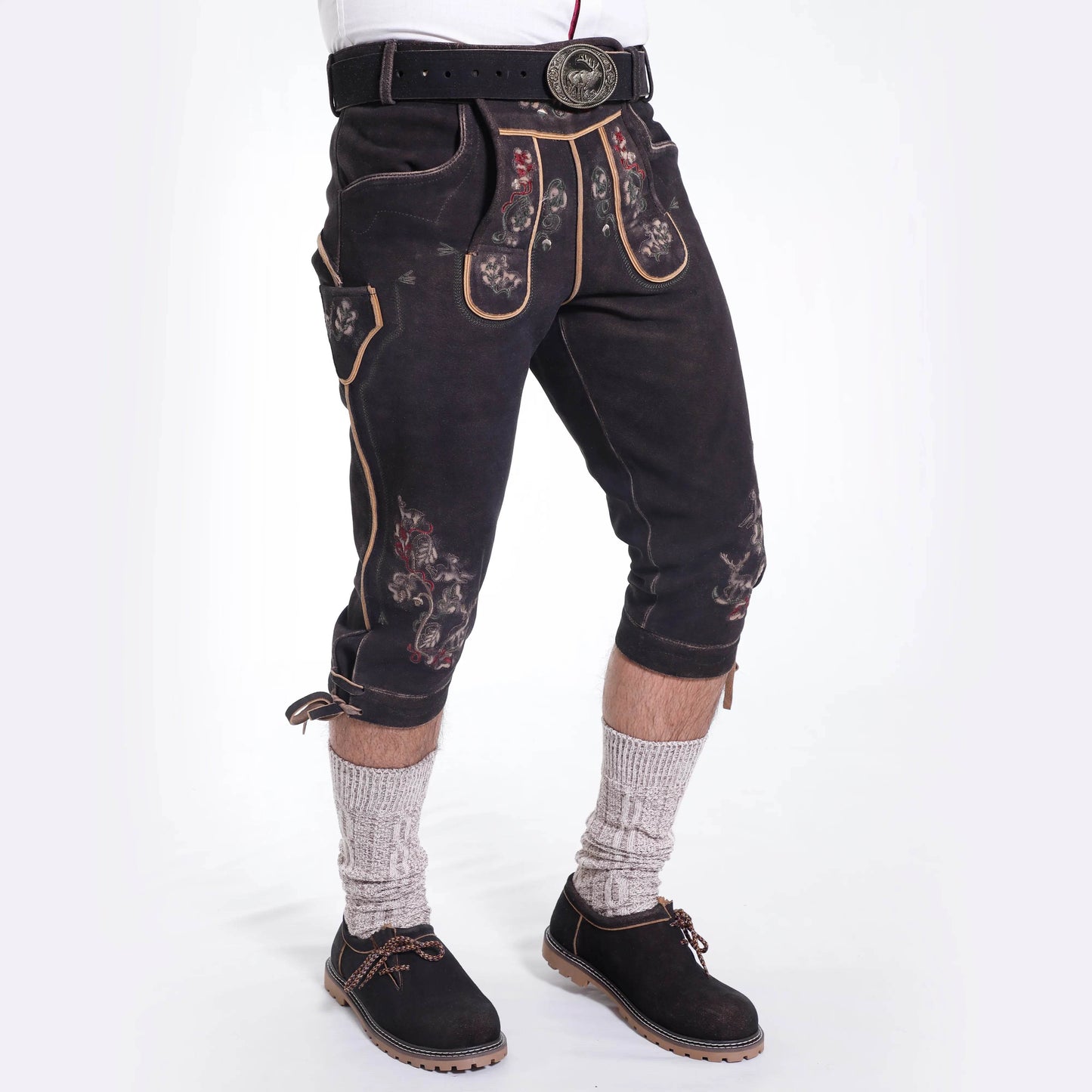 Robuste Trachtenbundhose Herren aus echtem Hirschleder - Lederhose Herren