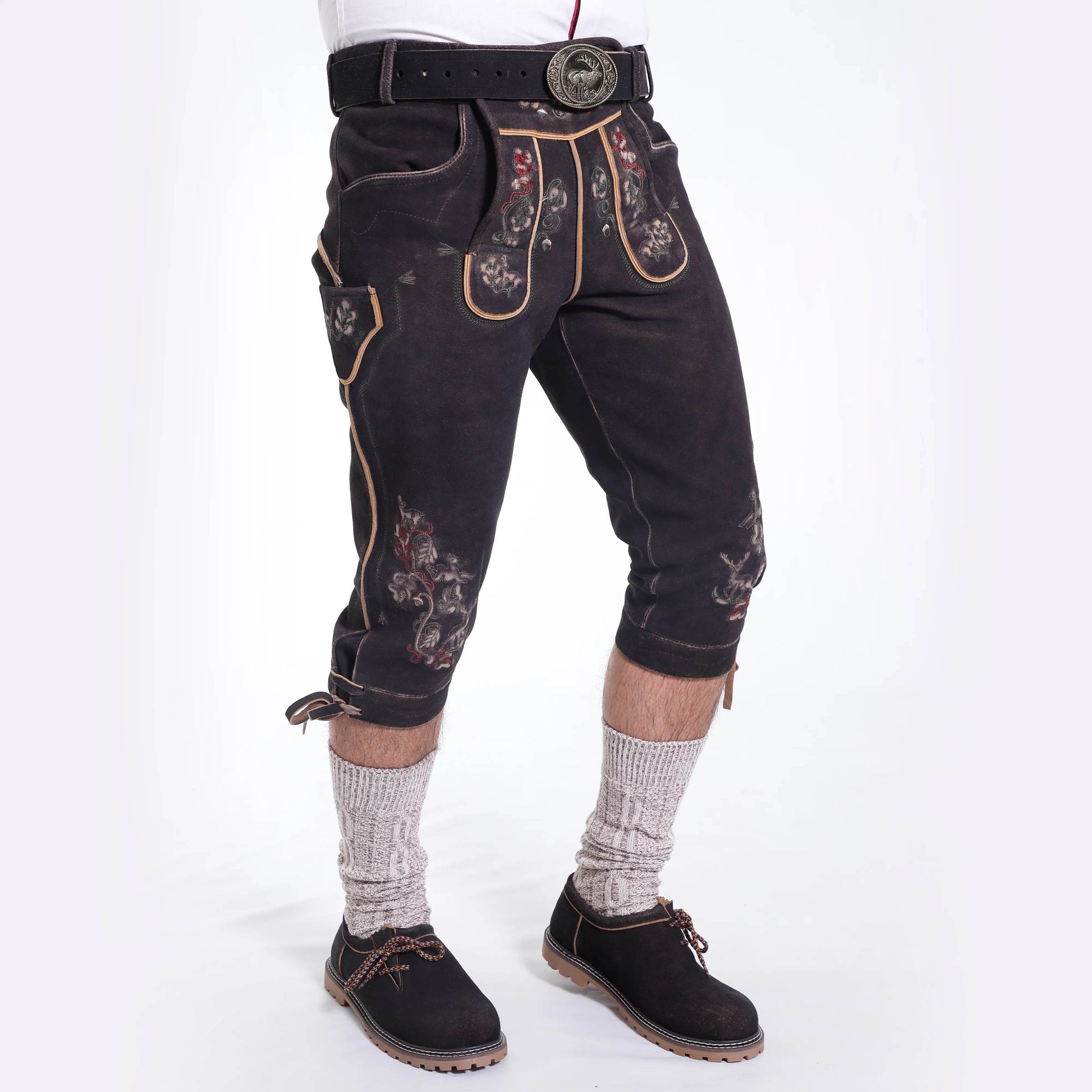 Robuste Trachtenbundhose Herren aus echtem Hirschleder - Lederhose Herren