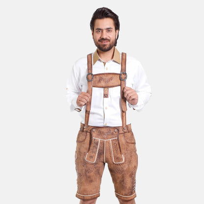 Klassische Hosenträger für Lederhosen aus robustem Naturleder gefertigt - Lederhose Herren
