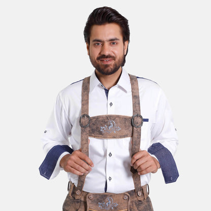 Verstellbare Lederhosen Hosenträger mit edler Stickerei und Schnallen - Lederhose Herren
