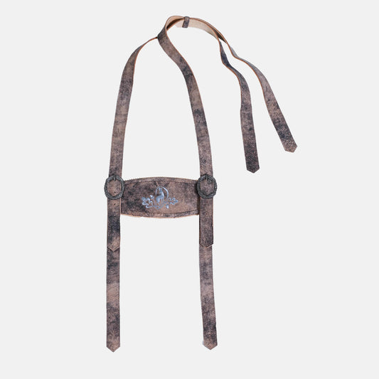 Verstellbare Lederhosen Hosenträger mit edler Stickerei und Schnallen - Lederhose Herren