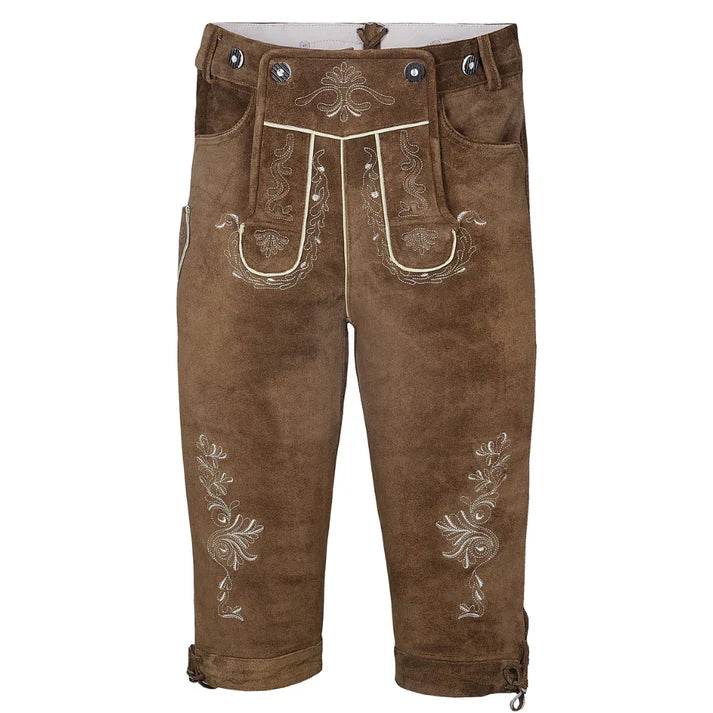 Edle Herren Trachtenhose mit Schnalle und Latzakzenten - Lederhose Herren