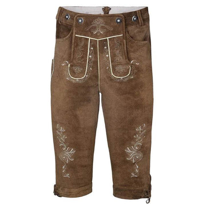 Edle Herren Trachtenhose mit Schnalle und Latzakzenten - Lederhose Herren