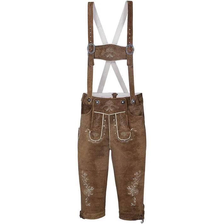 Edle Herren Trachtenhose mit Schnalle und Latzakzenten - Lederhose Herren