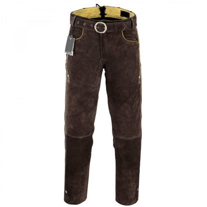 Herren Trachtenlederhose kurz mit Stickerei und Trägern - Lederhose Herren