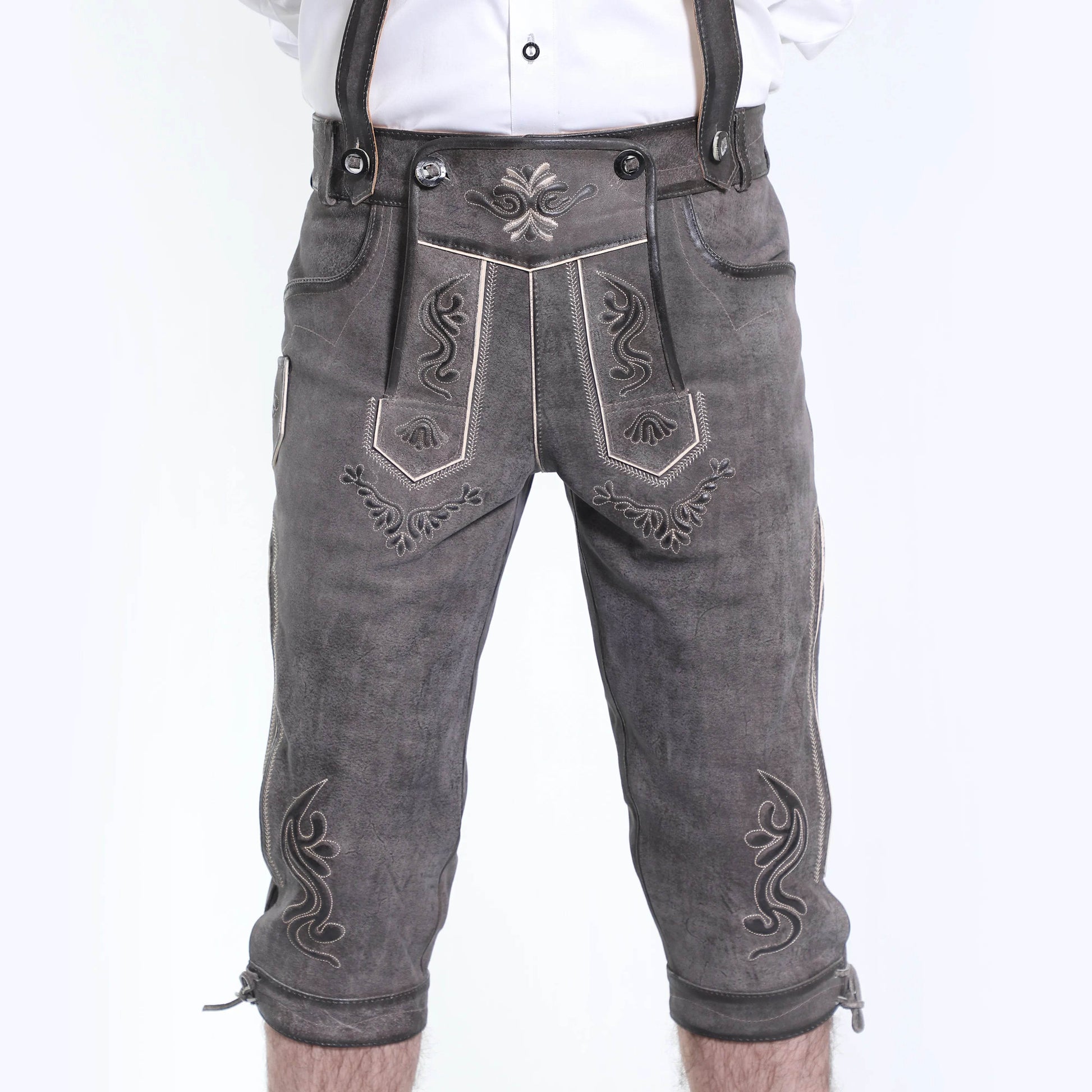 Traditionelle Bundhose Herren mit Trachtenstickerei - Lederhose Herren