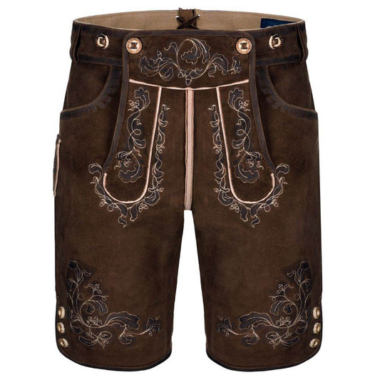 Bayerische Trachtenhose Herren in dunklem Wildleder - Lederhose Herren