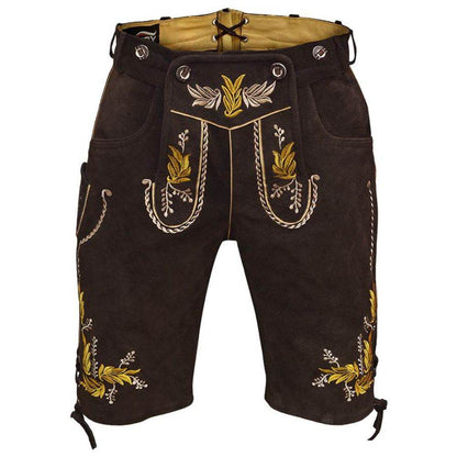 Klassische kurze Lederhose Herren mit Herzstickerei - Lederhose Herren