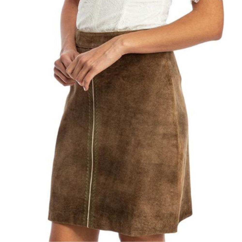 Trachtenrock Damen aus Echtleder mit Knopfverschluss vorn - Lederhose Herren