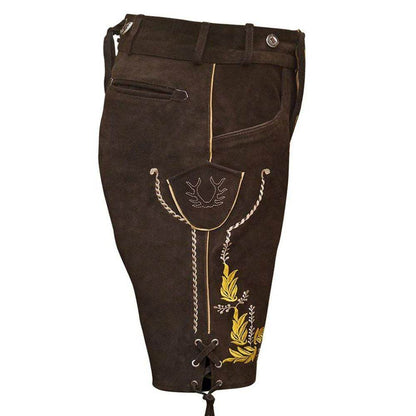 Klassische kurze Lederhose Herren mit Herzstickerei - Lederhose Herren