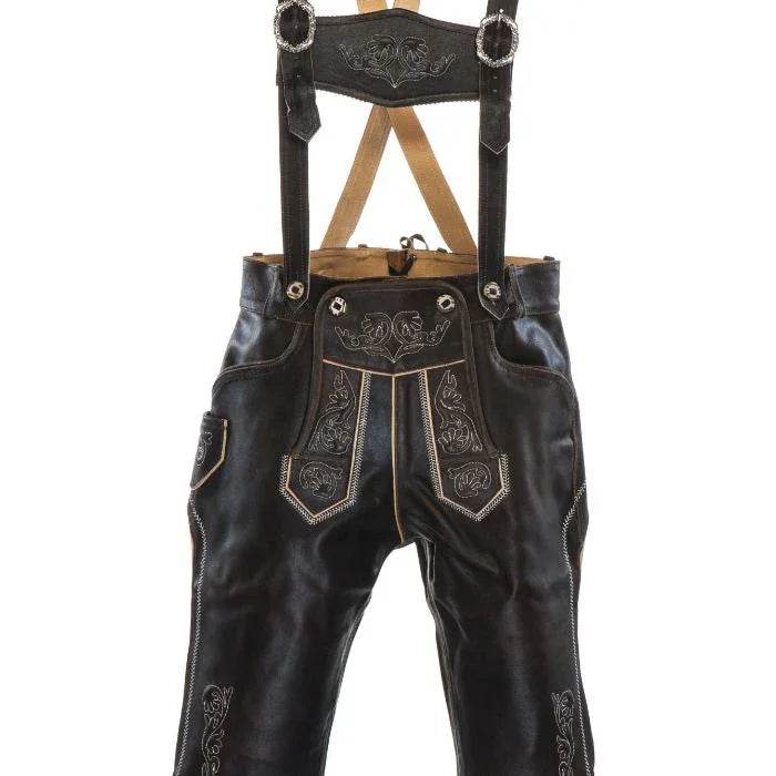 Kurzlederhose Herren rustikal mit traditionellen Nähten - Lederhose Herren
