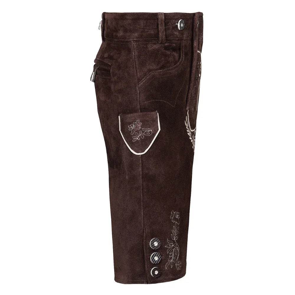 Herren Trachtenlederhose mit Latz und Hirschdekor - Lederhose Herren