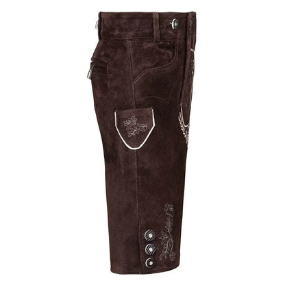 Herren Trachtenlederhose mit Latz und Hirschdekor - Lederhose Herren
