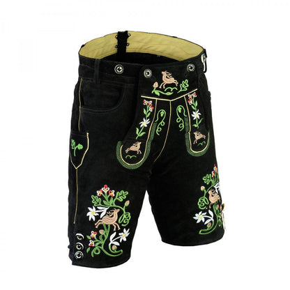 Damen Lederhose im traditionellen Trachtenstil mit feiner Stickerei - Lederhose Herren