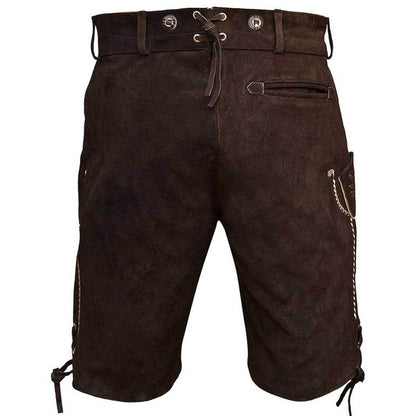 Klassische kurze Lederhose Herren mit Herzstickerei - Lederhose Herren