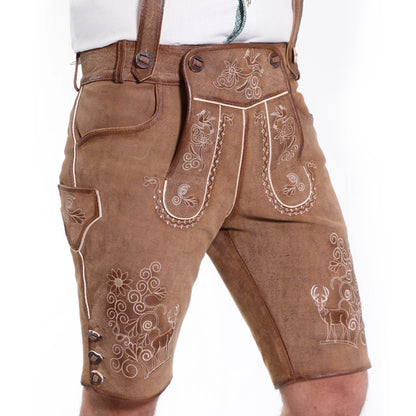 Kurz Lederhose Herren Tracht perfekt für Volksfest und Alm - Lederhose Herren