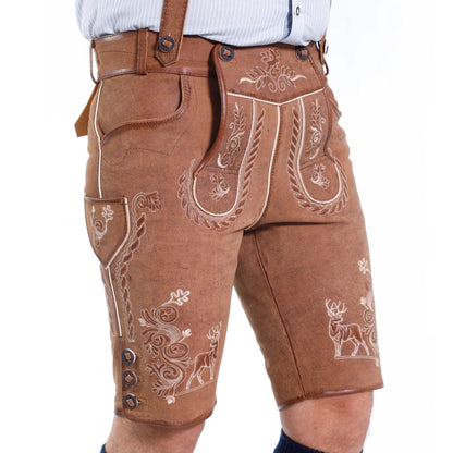 Männer Kurz Lederhose für Oktoberfest und Bergfeste ideal - Lederhose Herren