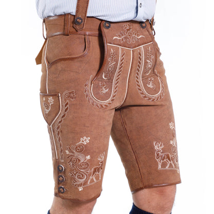 Kurze Trachtenhose Herren mit Ziernähten und Beinriegeln - Lederhose Herren