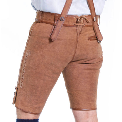 Männer Kurz Lederhose für Oktoberfest und Bergfeste ideal - Lederhose Herren
