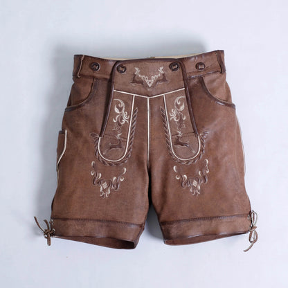 Edle Kurz Trachtenlederhose Herren im klassischen Design - Lederhose Herren