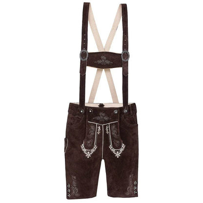 Herren Trachtenlederhose mit Latz und Hirschdekor - Lederhose Herren
